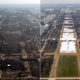Photos show Barack Obama’s inauguration crowd in 2009, left, and Donald Trump’s in January. (National Park Service)